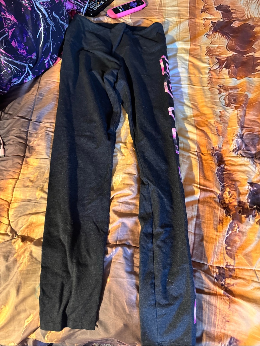 Black Leggings with Pink Side Accent